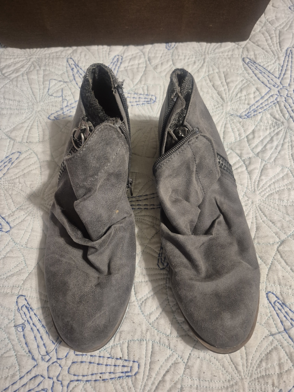 Grey  Zip Ankle Boots